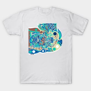 blue galaxy astronaut ecopop T-Shirt